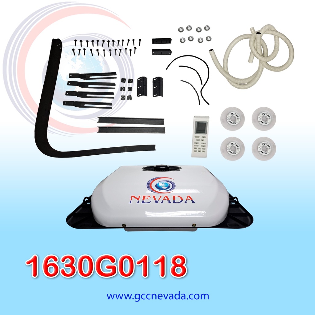 EQUIPO A/C UNIV ELECTRICO (P/TECHO) MAQUINARIA PESADA Y T/PUBLICO 9000 BTU 24V R-134-A NEVADA ASIA