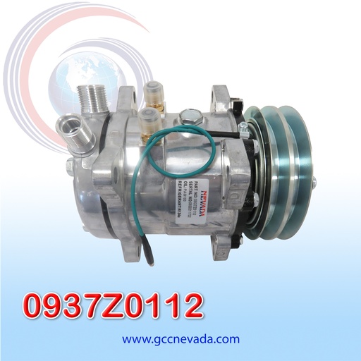 [0937Z0112] COMPRESOR 507 STD R-134-A 8 OREJAS TOMA VERTICAL O-RING 2A 125MM 24V NEVADA ASIA