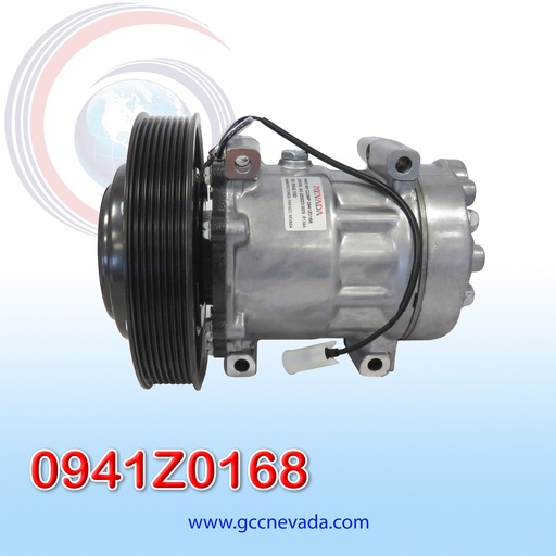 [0941Z0168] COMPRESOR 709 SD7H15 4326/4324/4116 / VOLVO VNM AÑO 08/09 / FM 480 96/05 / MACK GRANITE 07/15 / D12 / D13 TOMA MUFFLER DIAGONAL R-134-A T/P 8PK 180MM 12V NEVADA ASIA