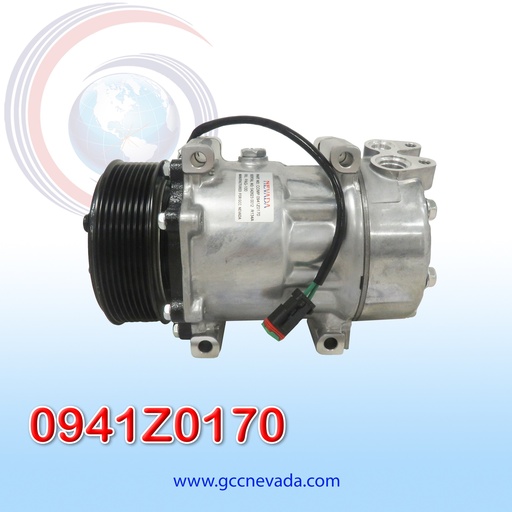 [0941Z0170] COMPRESOR 709 SD7H15 SCANIA G410 AÑO 20/21 TOMA VERTICAL MUFFLER R-134-A T/P 8PK 120MM 24V 8295 NEVADA ASIA