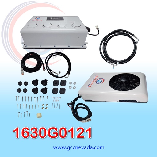 [1630G0121] EQUIPO A/C UNIV ELECTRICO (TRASERO) MAQUINARIA PESADA 9000 BTU 12V R-134-A NEVADA ASIA