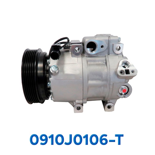[0910J0106-T] COMPRESOR HYUNDAI SANTA FE 2.4L AÑO 07/12 / SONATA 3.3L / OPTIMA 2.7L 06/08 / KIA SORENTO 2.0L 11/13 / MAGENTIS 2.4L 07/10 T/P 6PK 124MM 12V VS18M ASIA